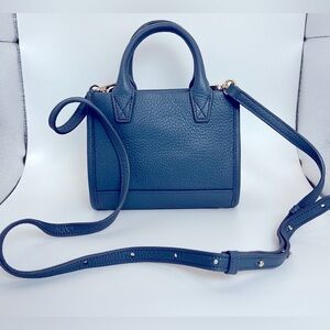 Leatherology Kress Micro crossbody Top Handle Blue Leather Purse Bag